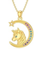 felicitous unicorn moon star gold baby necklace
